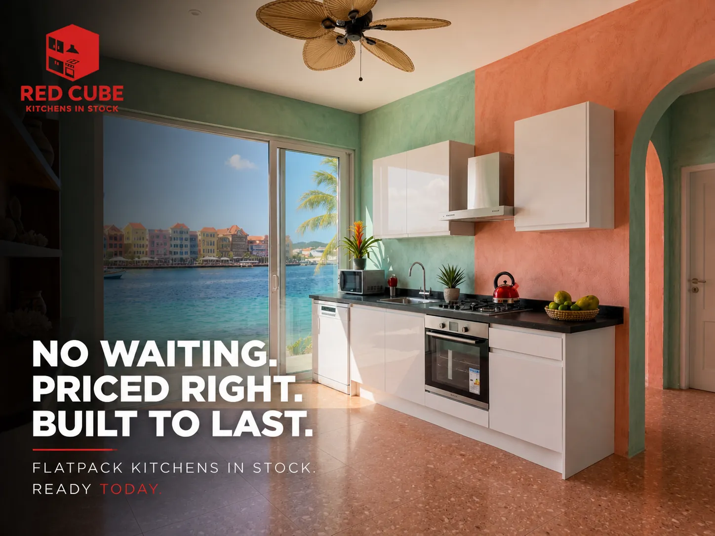 Red Cube voorbeeldkeuken op Curaçao